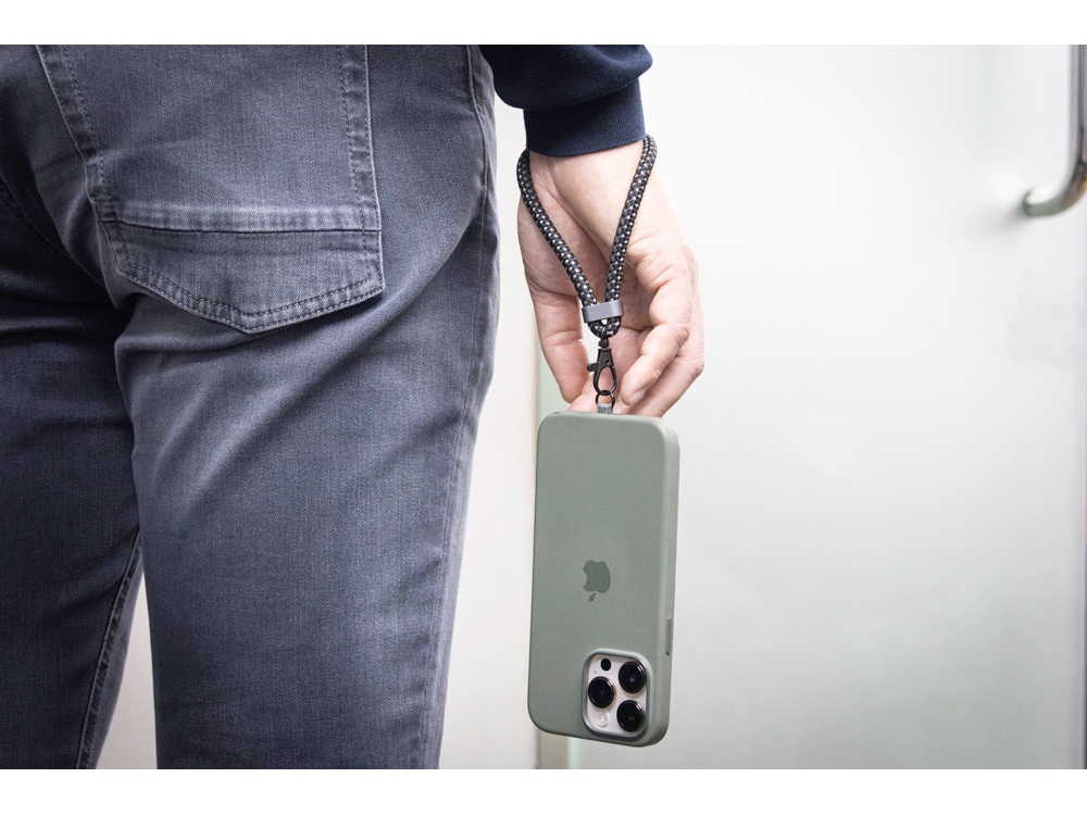Ремешок-держатель для телефона с зарядным кабелем USB-C - USB-C «Lany Wristband Charge Eco», серый-17