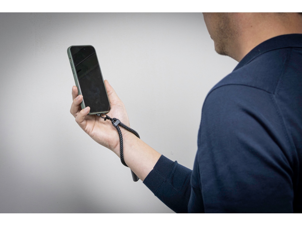 Ремешок-держатель для телефона с зарядным кабелем USB-C - USB-C «Lany Wristband Charge Eco», серый-20