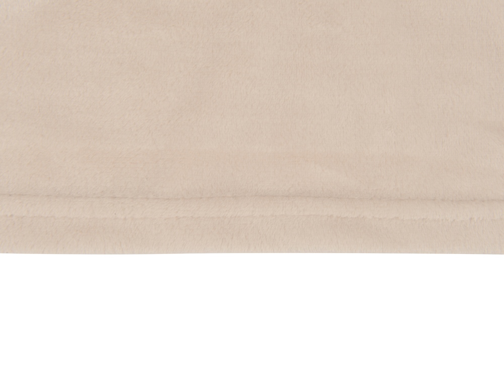 Плед флисовый Natty из переработанного пластика, бежевый с розовой лентой-4