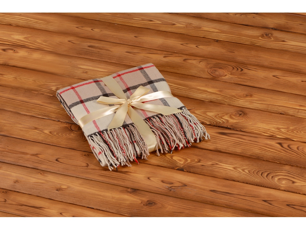 Плед акриловый в клетку Tartan, бежевый-6