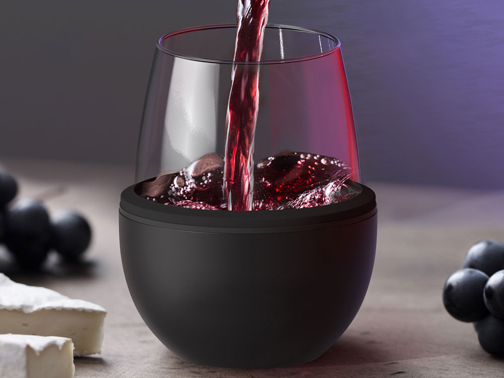 Тумблер для вина WINE KUZIE, черный (P)-8