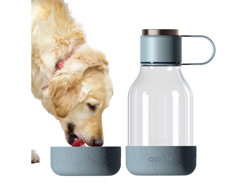 Бутылка для воды 2-в-1 «Dog Bowl Bottle» со съемной миской для питомцев, 1500 мл, голубой-1