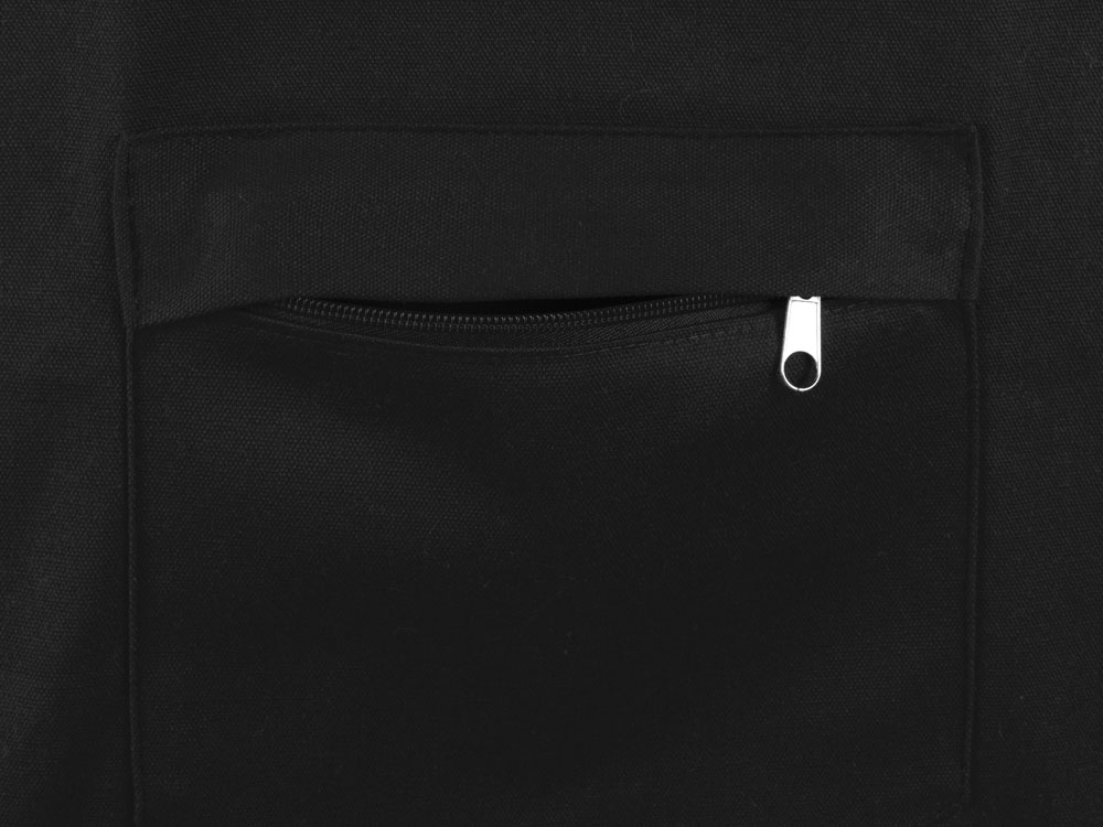 Сумка на молнии Zipper из хлопка 280 г c карманом на молнии спереди, черный-5