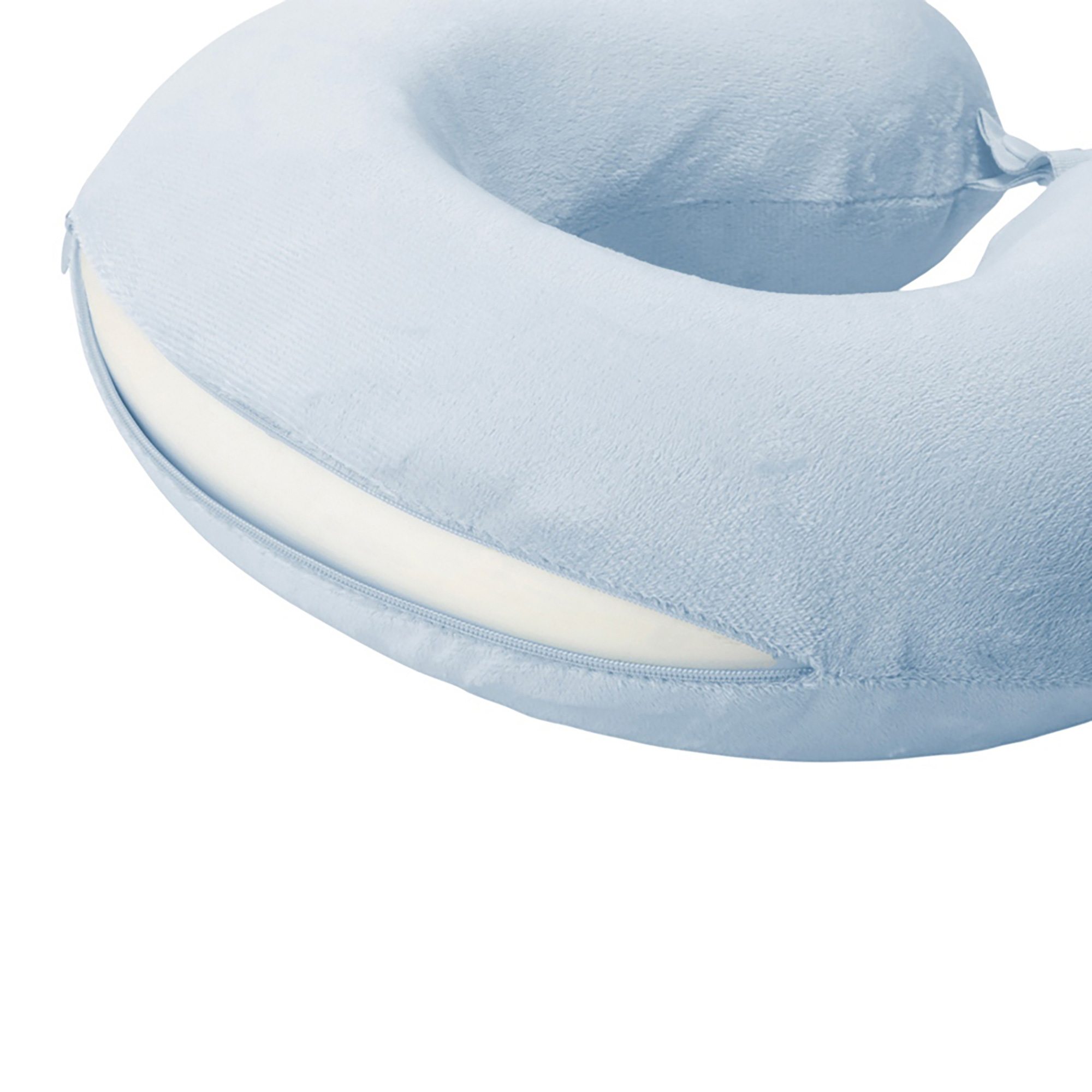 Подушка Basic из микрофибры с эффектом памяти U-shape, небесно голубой-3