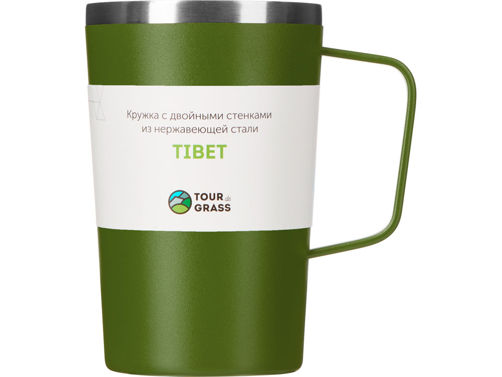 Стальная кружка с двойными стенками и порошковым покрытием "Tibet", хаки-3