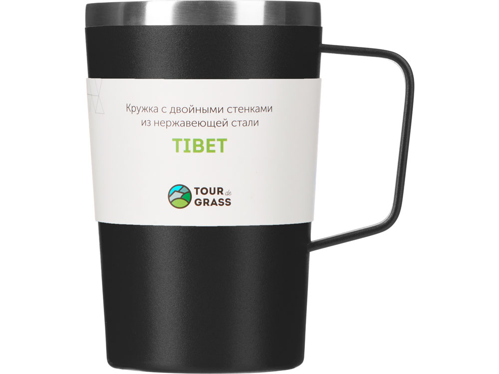 Стальная кружка с двойными стенками и порошковым покрытием "Tibet", черный-4