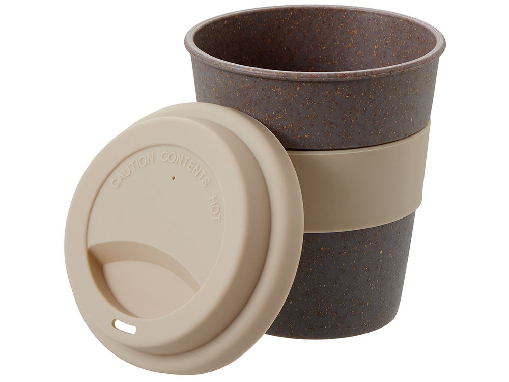 Стакан с силиконовой крышкой "Cafe", beige-3