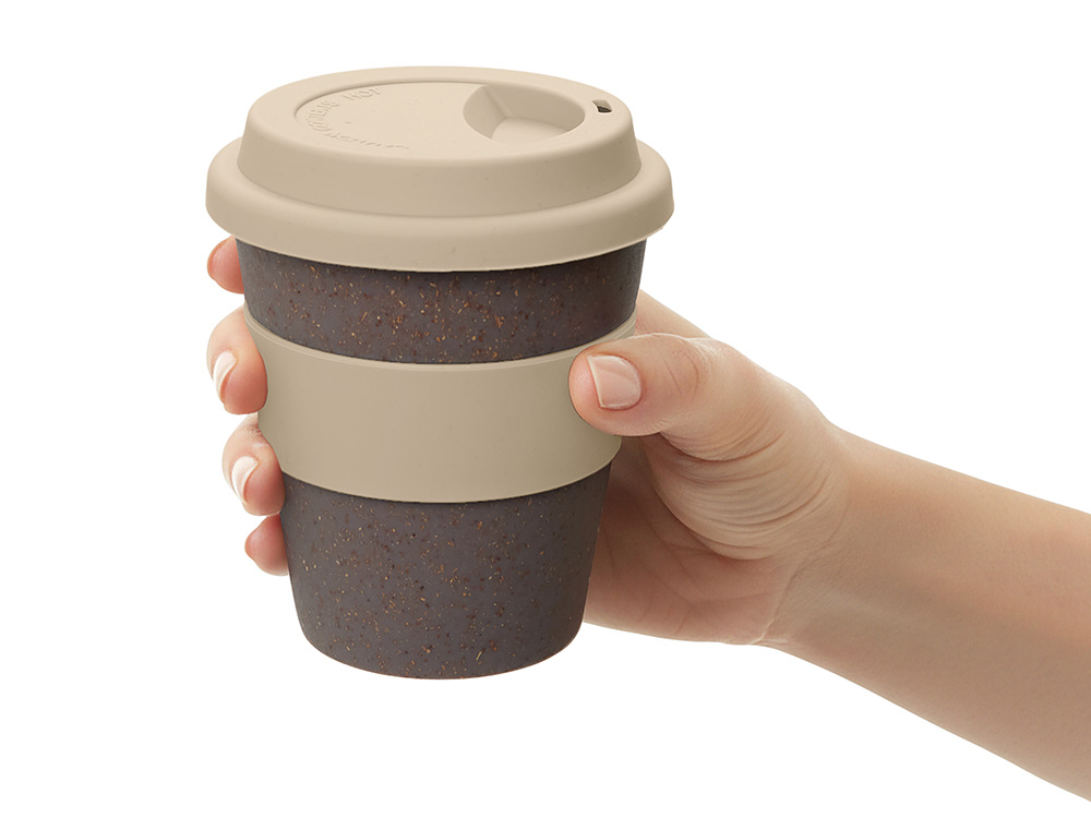 Стакан с силиконовой крышкой "Cafe", beige-6