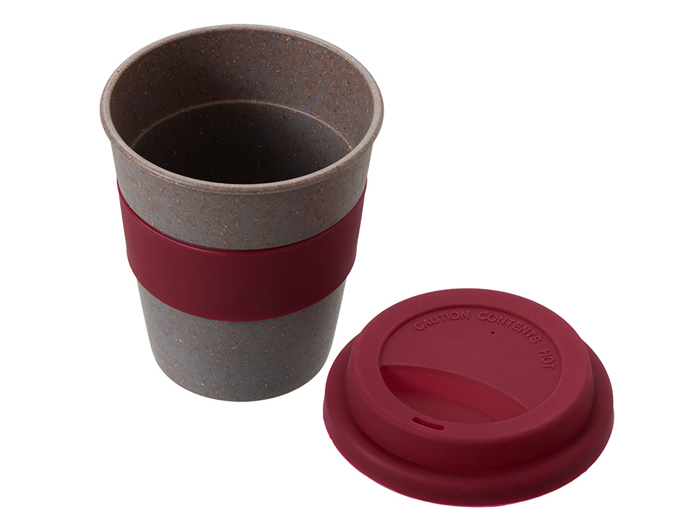 Стакан с силиконовой крышкой "Cafe", burgundy-2
