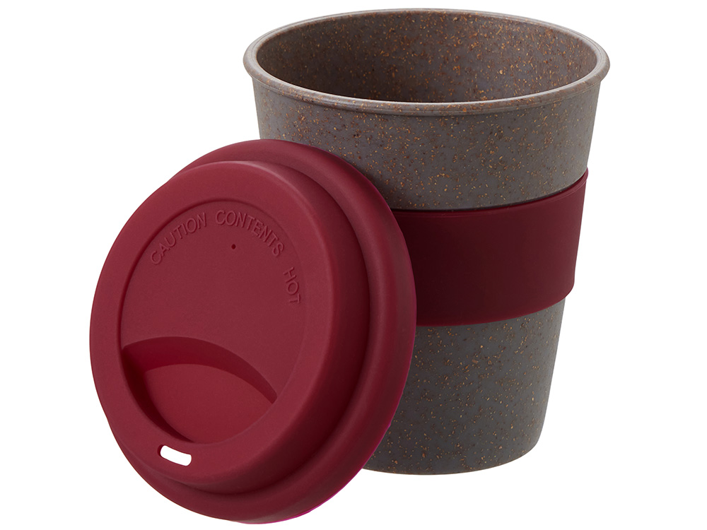 Стакан с силиконовой крышкой "Cafe", burgundy-3