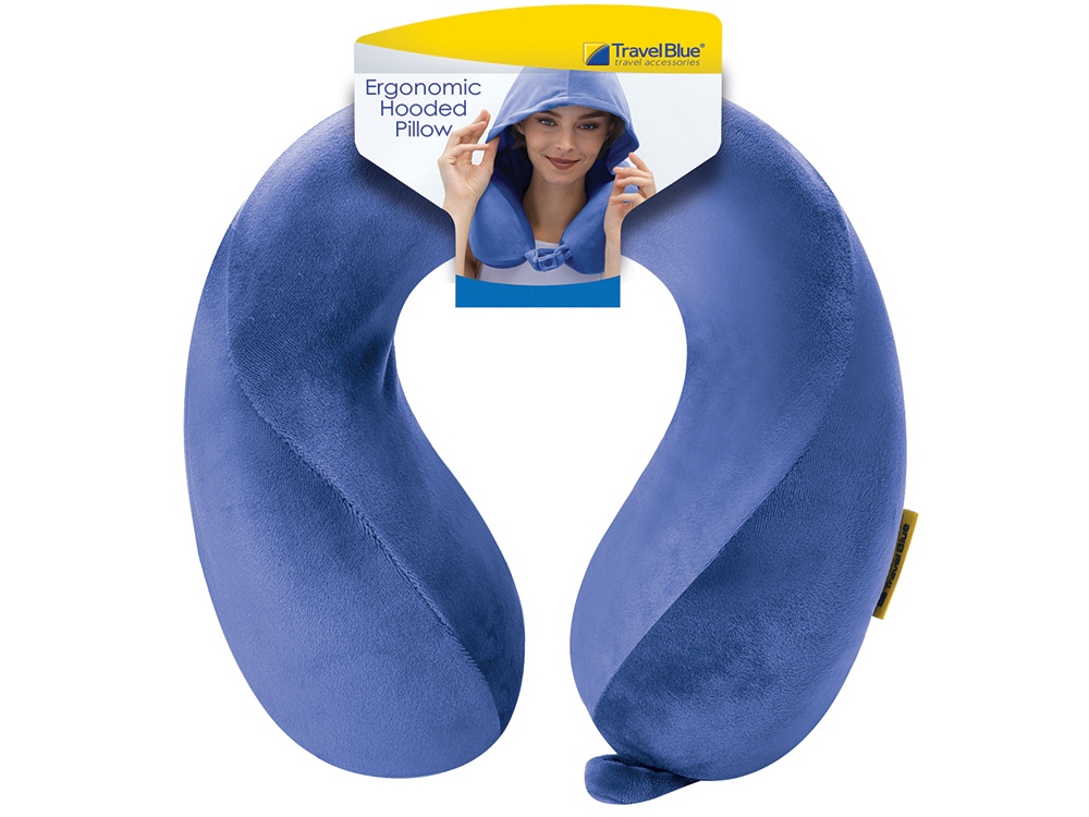 Подушка для путешествий с эффектом памяти, с капюшоном "Hooded Tranquility Pillow", синий-1