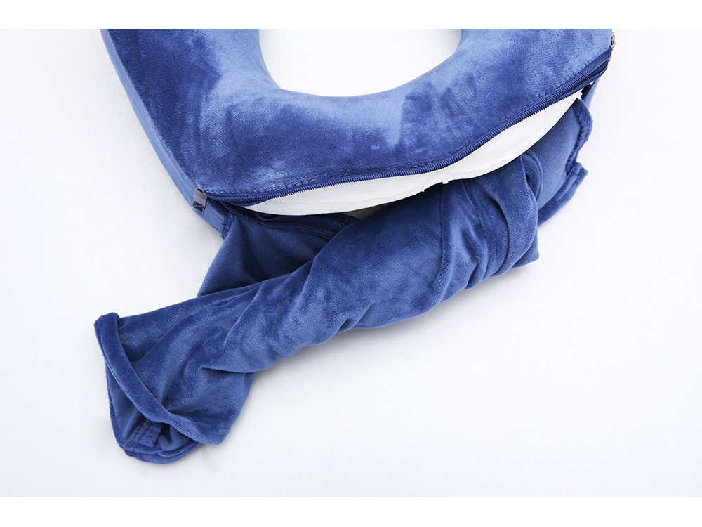 Подушка для путешествий с эффектом памяти, с капюшоном "Hooded Tranquility Pillow", синий-2