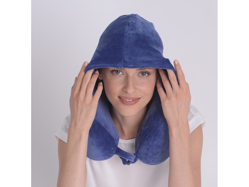 Подушка для путешествий с эффектом памяти, с капюшоном "Hooded Tranquility Pillow", синий-4
