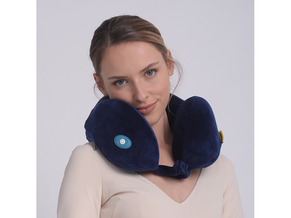 Подушка для путешествий со встроенным массажером "Massage Tranquility Pillow", синий-8