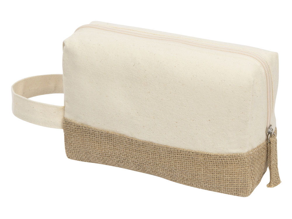 Косметичка "Jute" с ручкой из хлопка и джута, натуральный-1