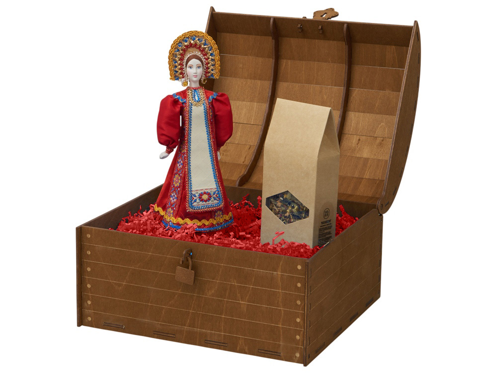 Подарочный набор: кукла фарфоровая, чай "Малина с мятой", красный-3