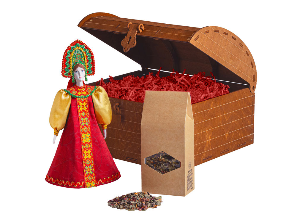 Подарочный набор: кукла фарфоровая, чай "Малина с мятой", красный-4