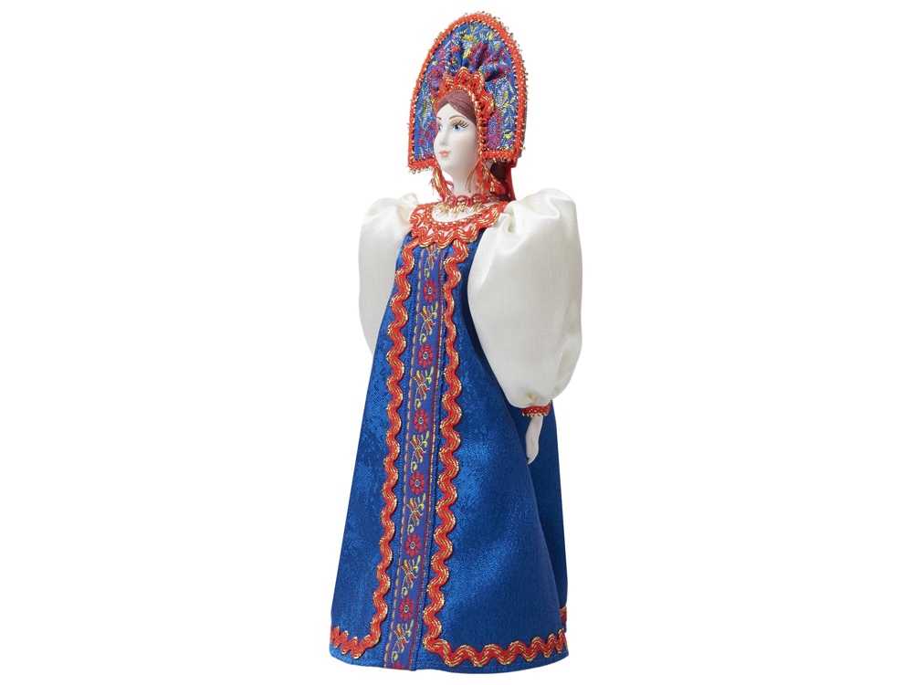 Подарочный набор: кукла фарфоровая, чай "Малина с мятой", синий-9
