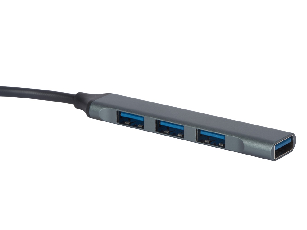 USB-хаб «Link» с коннектором 2-в-1 USB-C и USB-A, 2.0/3.0, серый-1