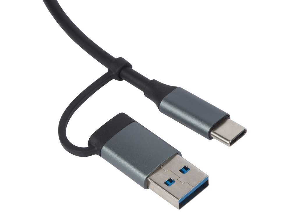 USB-хаб «Link» с коннектором 2-в-1 USB-C и USB-A, 2.0/3.0, серый-2