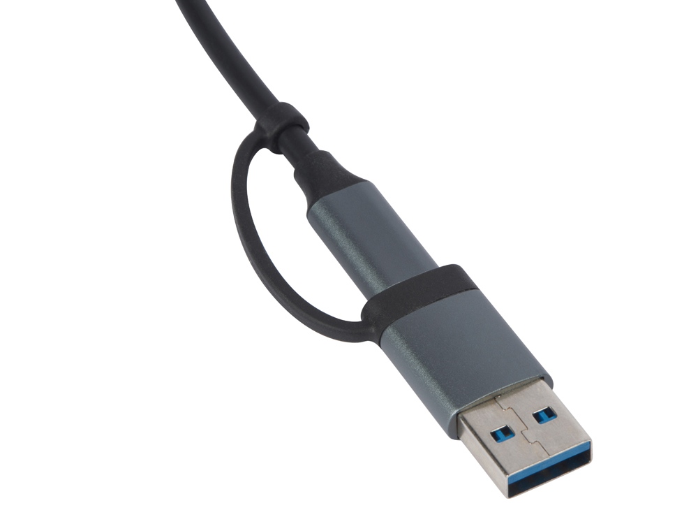 USB-хаб «Link» с коннектором 2-в-1 USB-C и USB-A, 2.0/3.0, серый-3