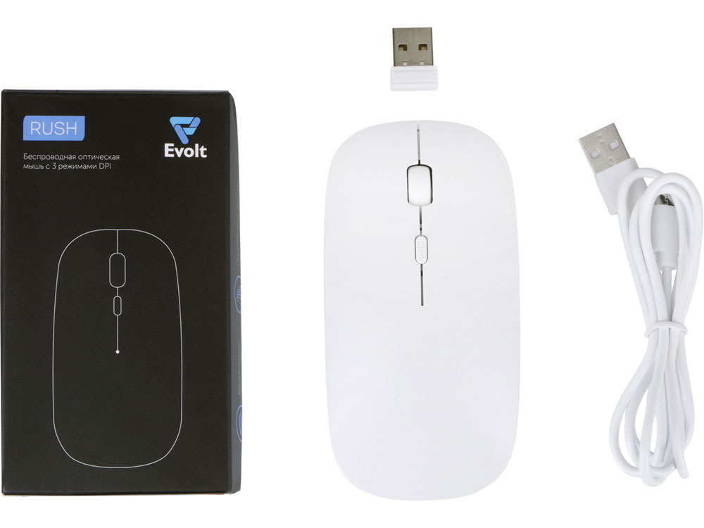 Беспроводная мышь с 3 режимами DPI "Rush", белый-5