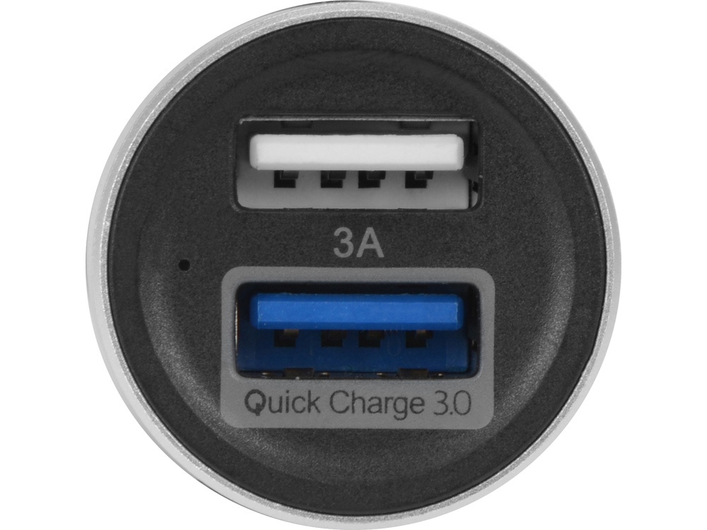 Адаптер автомобильный USB с функцией быстрой зарядки QC 3.0 "TraffIQ", черный/серебристый-2