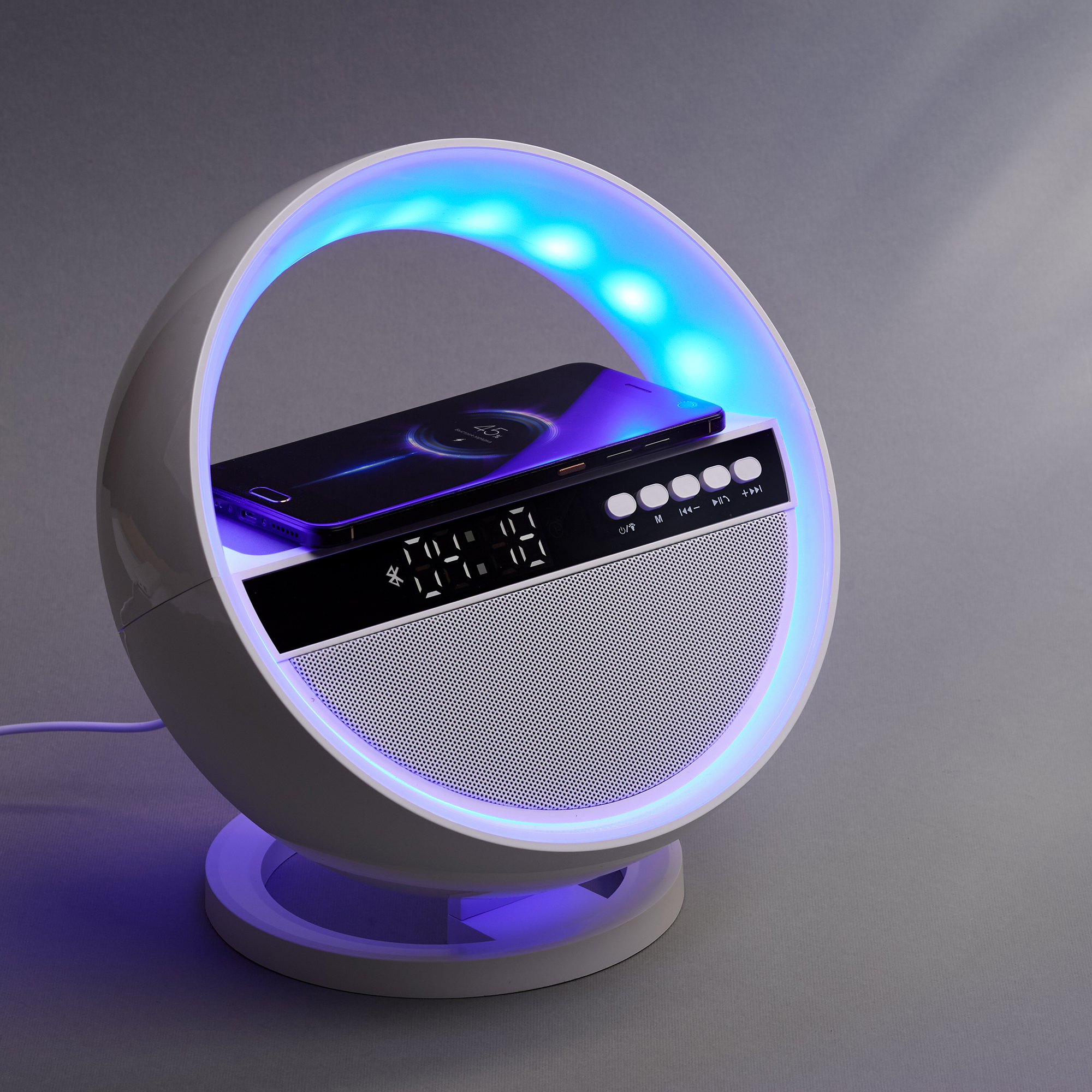 Bluetooth колонка "Smart Orb" 5Вт с беспроводным (15W) ЗУ, лампой, часами, FM радио-3