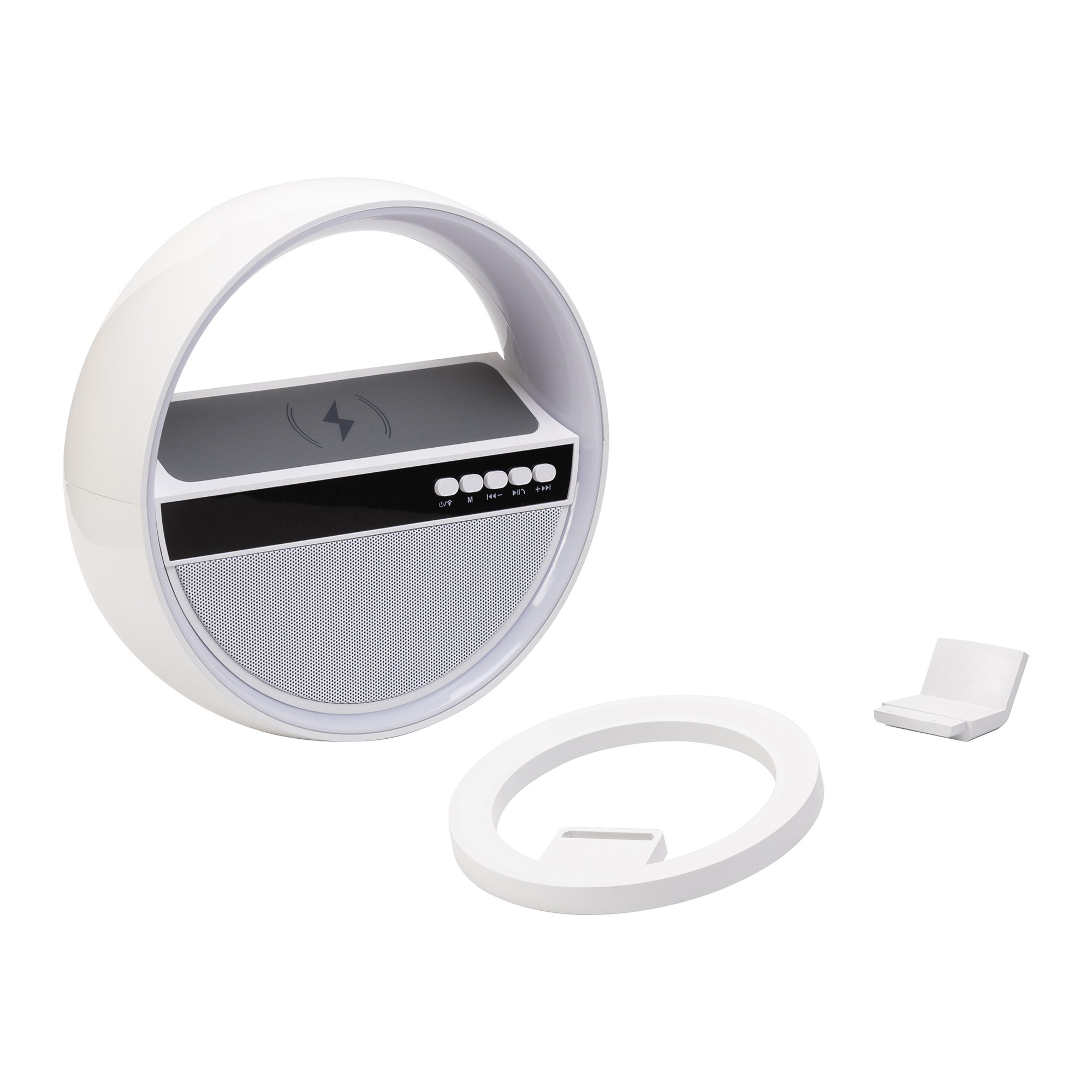 Bluetooth колонка "Smart Orb" 5Вт с беспроводным (15W) ЗУ, лампой, часами, FM радио-7