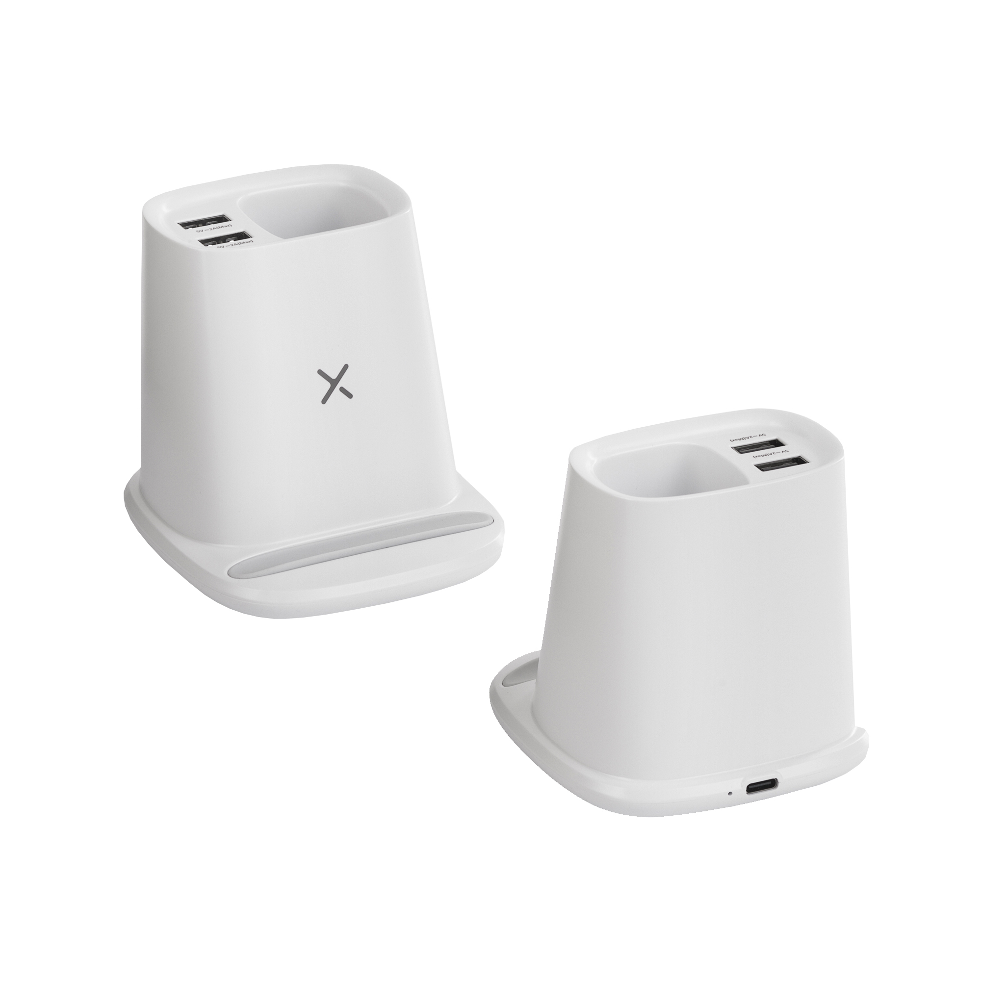 Карандашница "Smart Stand" с беспроводным зарядным устройством, вентилятором и лампой (2USB разъёма)-2