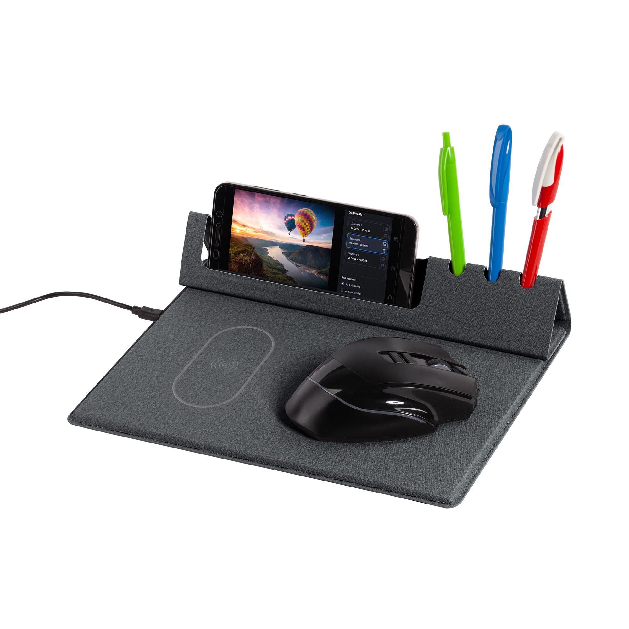 Настольная складная подставка "Cool Desk" с беспроводным (10W) зарядным устройством и ковриком для мыши-3