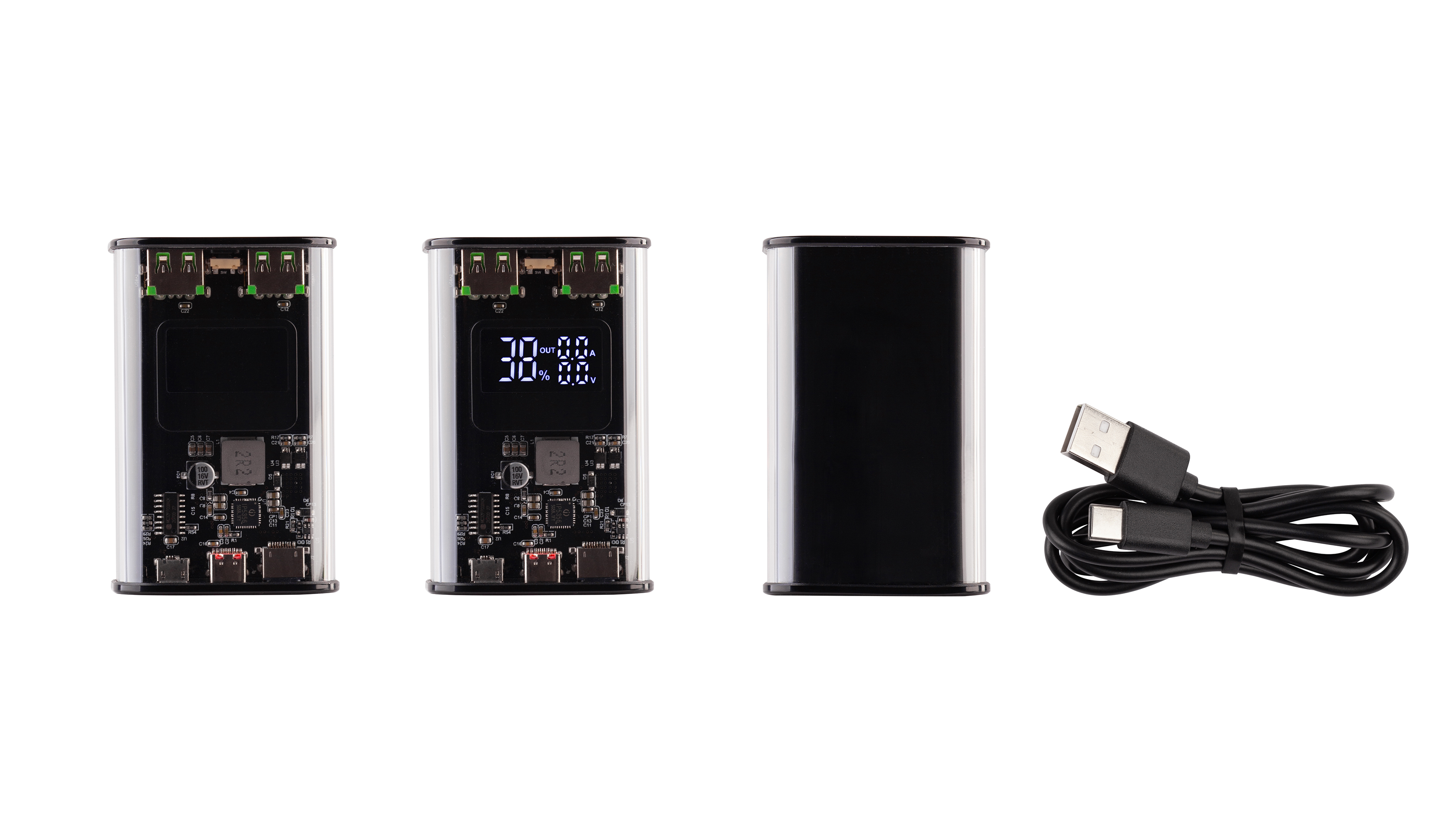 Зарядное (22.5W) устройство "Inside" 9000 mAh с прозрачным корпусом и цифровым индикатором заряда/напряжения/силы тока-3
