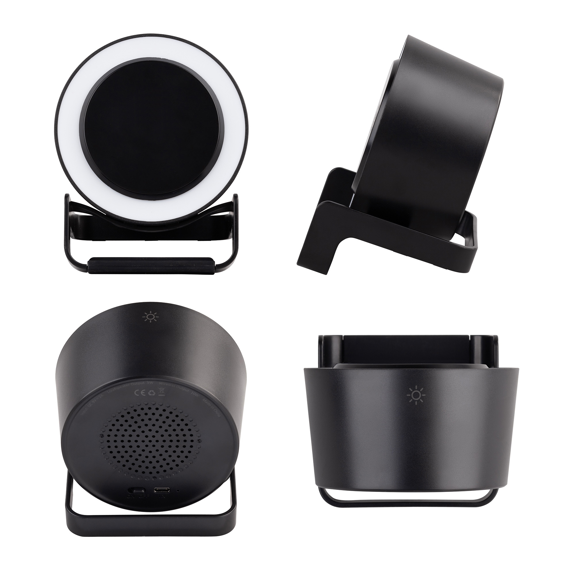 Bluetooth колонка-подставка "Smart Loud" с беспроводным (10W) зарядным устройством, лампой и подсветкой логотипа-1