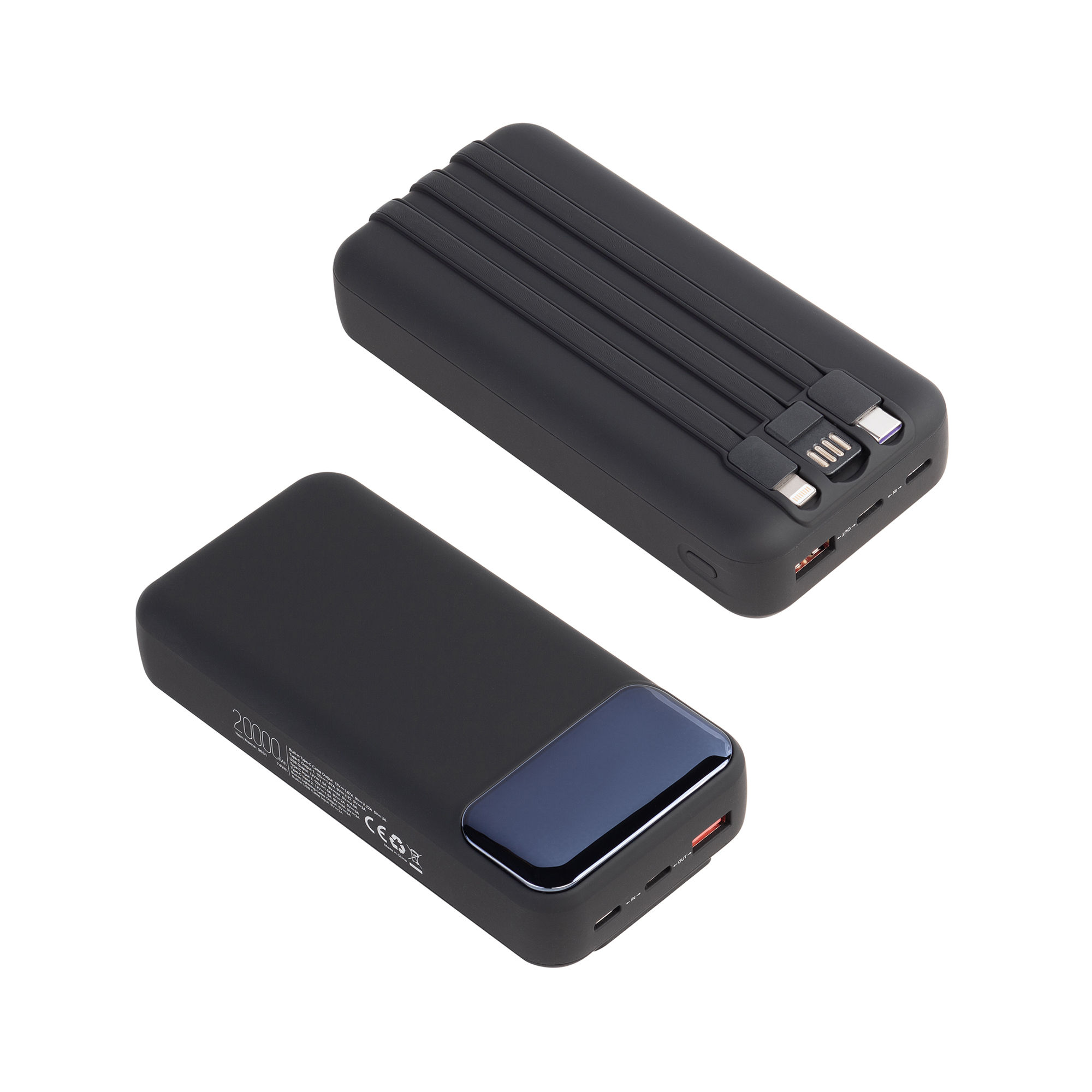 Зарядное (22.5W) устройство "Top Grade SOFTTOUCH" 20000 mAh с подсветкой логотипа, встроенными кабелями и цифровым индикатором заряда-4