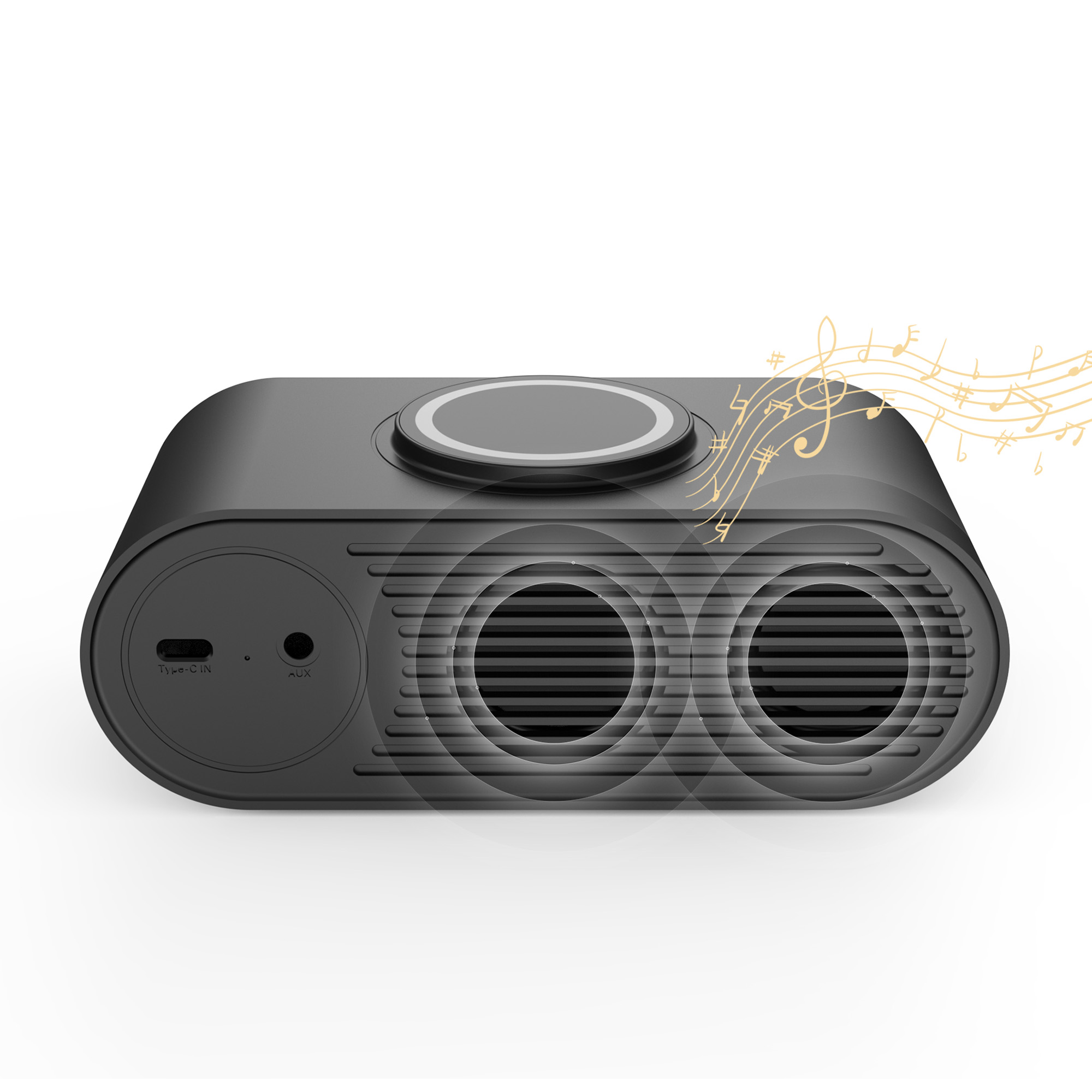 Настольные часы "Smart Hub" с bluetooth колонкой 5Вт, беспроводной (15W) зарядкой и подсветкой логотипа-2