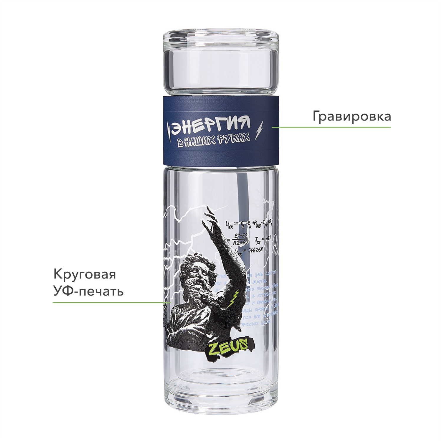 Бутылка стеклянная с двойными стенками Терсо (Terso), синяя-10