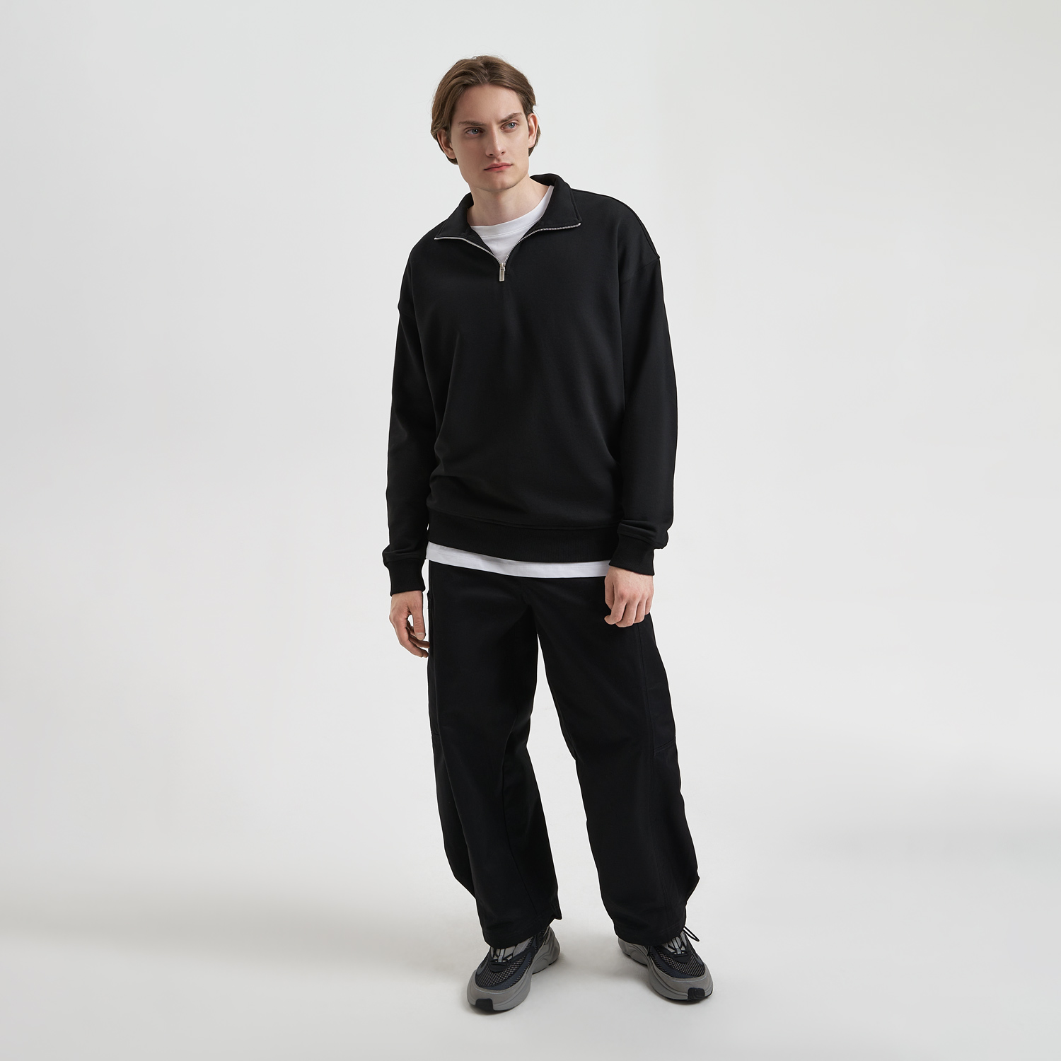 Толстовка на молнии унисекс Флоу (Flow), черная, размер 3XL/4XL-1