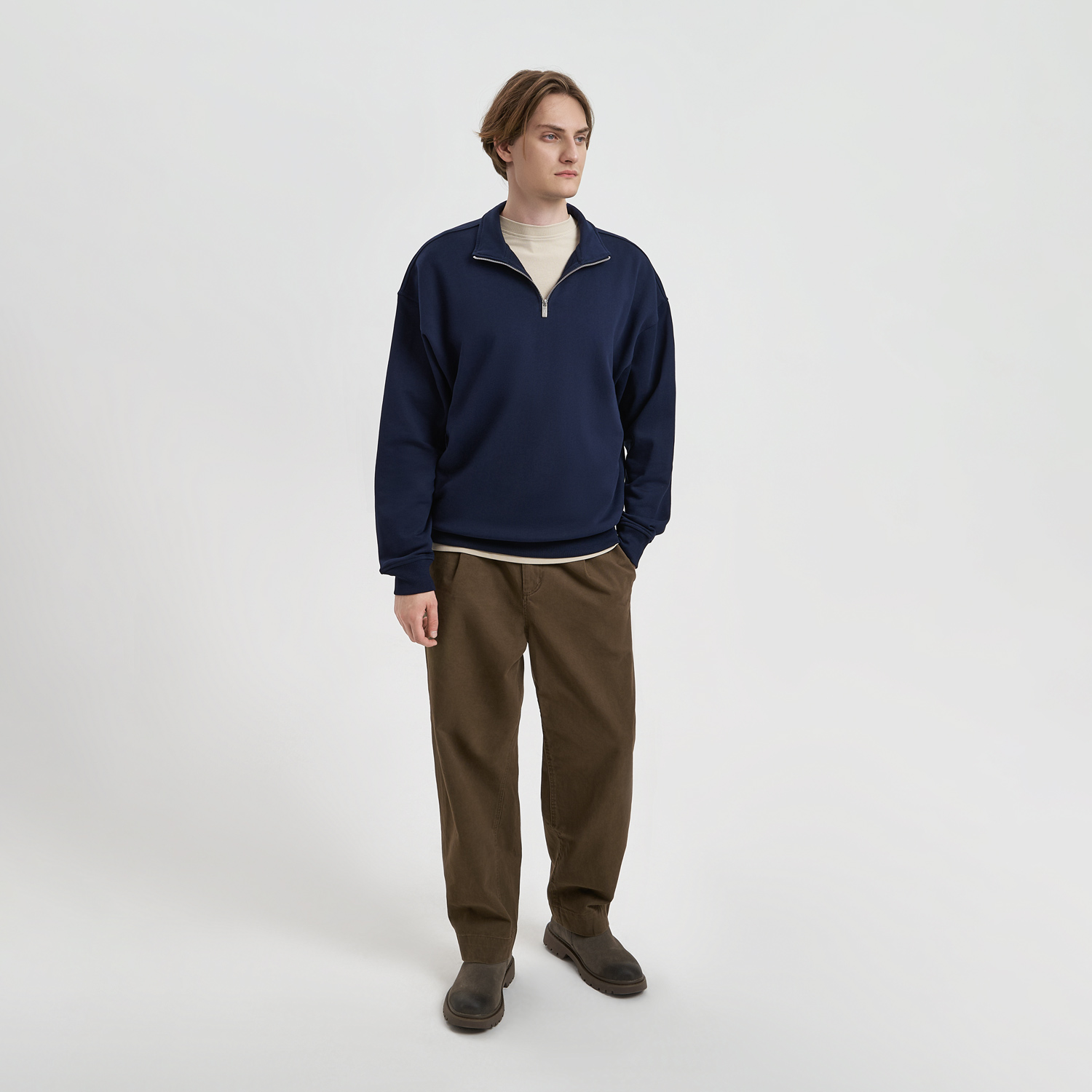 Толстовка на молнии унисекс Флоу (Flow), темно-синяя, размер 3XL/4XL-1