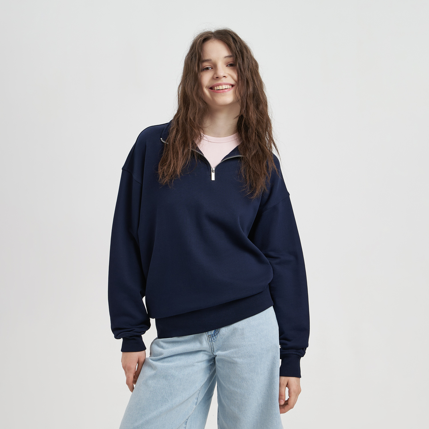 Толстовка на молнии унисекс Флоу (Flow), темно-синяя, размер 3XL/4XL-2