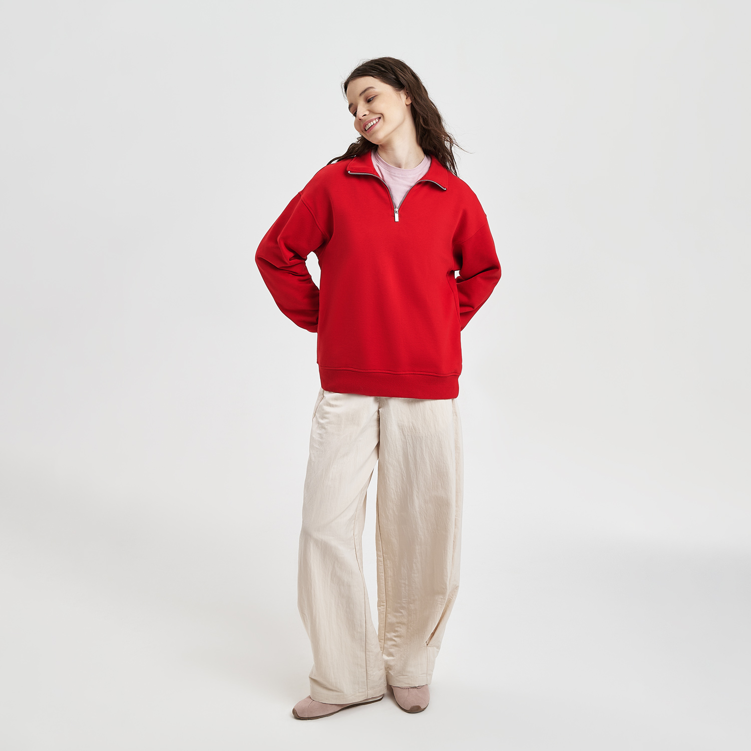 Толстовка на молнии унисекс Флоу (Flow), красная, размер 3XL/4XL-3