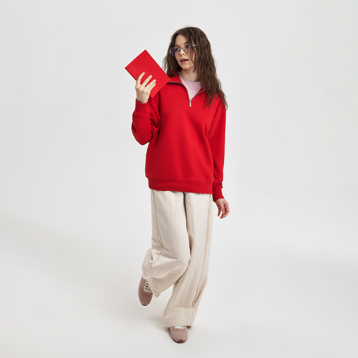 Толстовка на молнии унисекс Флоу (Flow), красная, размер 3XL/4XL-11