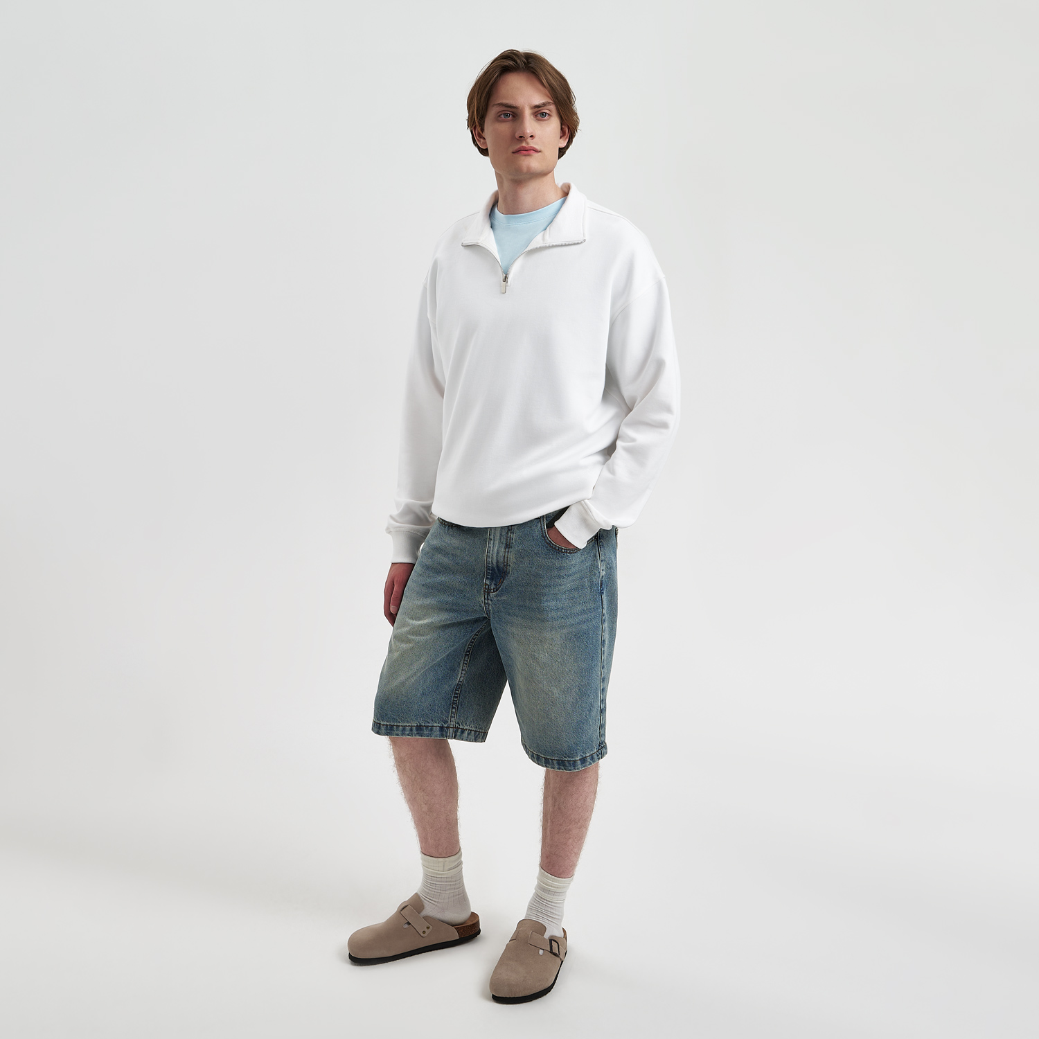 Толстовка на молнии унисекс Флоу (Flow), белая, размер 3XL/4XL-1