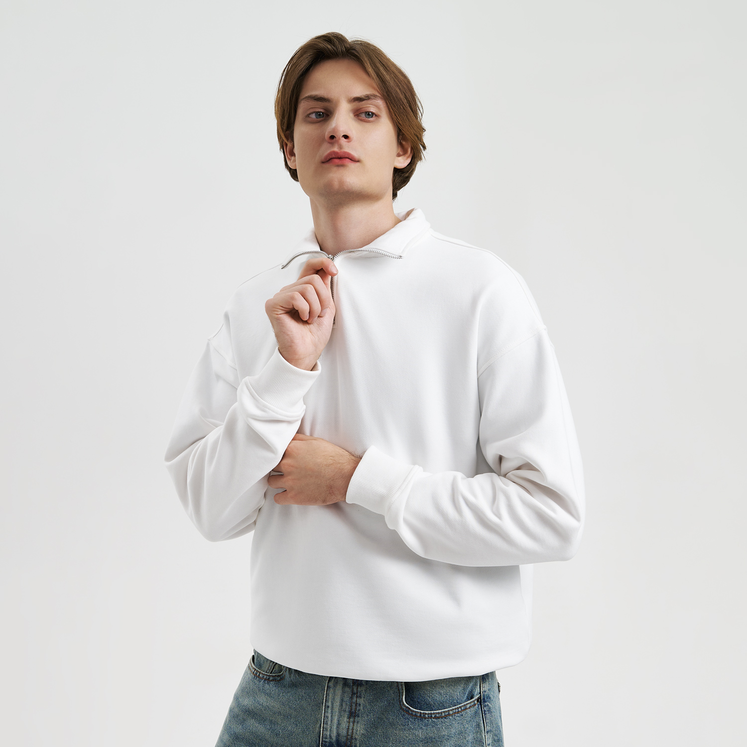 Толстовка на молнии унисекс Флоу (Flow), белая, размер 3XL/4XL-9
