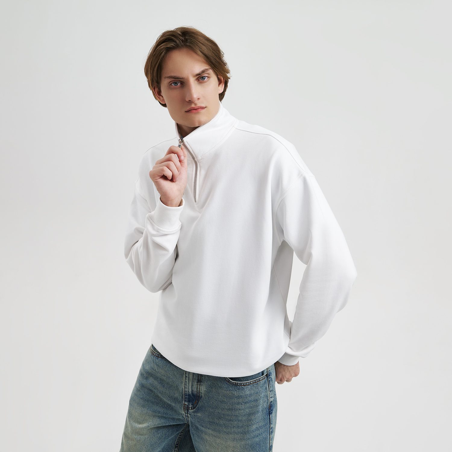 Толстовка на молнии унисекс Флоу (Flow), белая, размер 3XL/4XL-10
