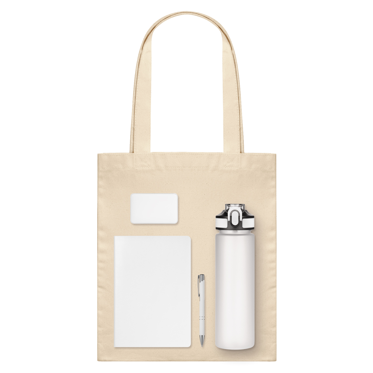 Подарочный набор Велком Пак (Welcome Pack), белый (бутылка, ежедневник, ручка, ЗУ, шоппер)-1