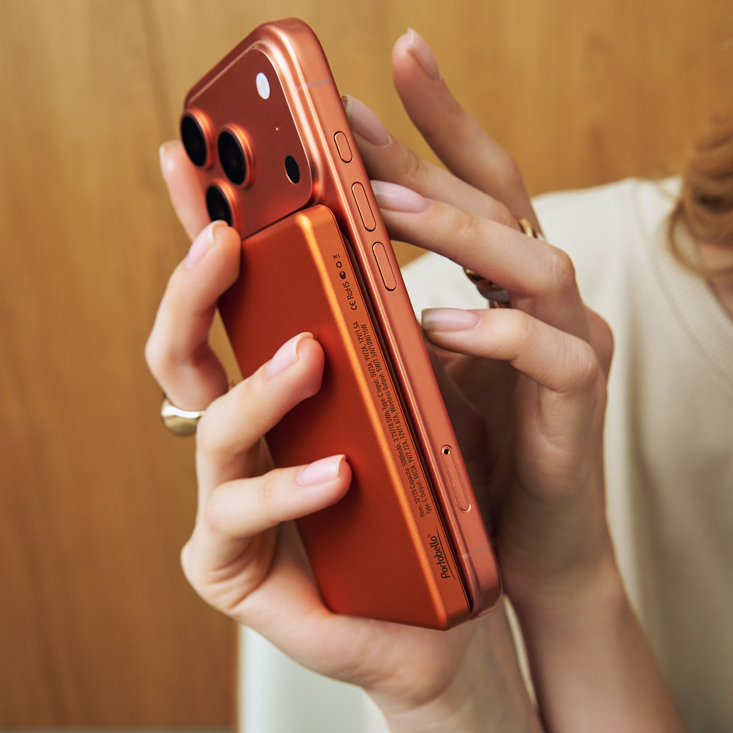 Внешний аккумулятор Атлантис (Atlantis) PD 5000mAh с функцией беспроводной зарядки 15W, оранжевый-18