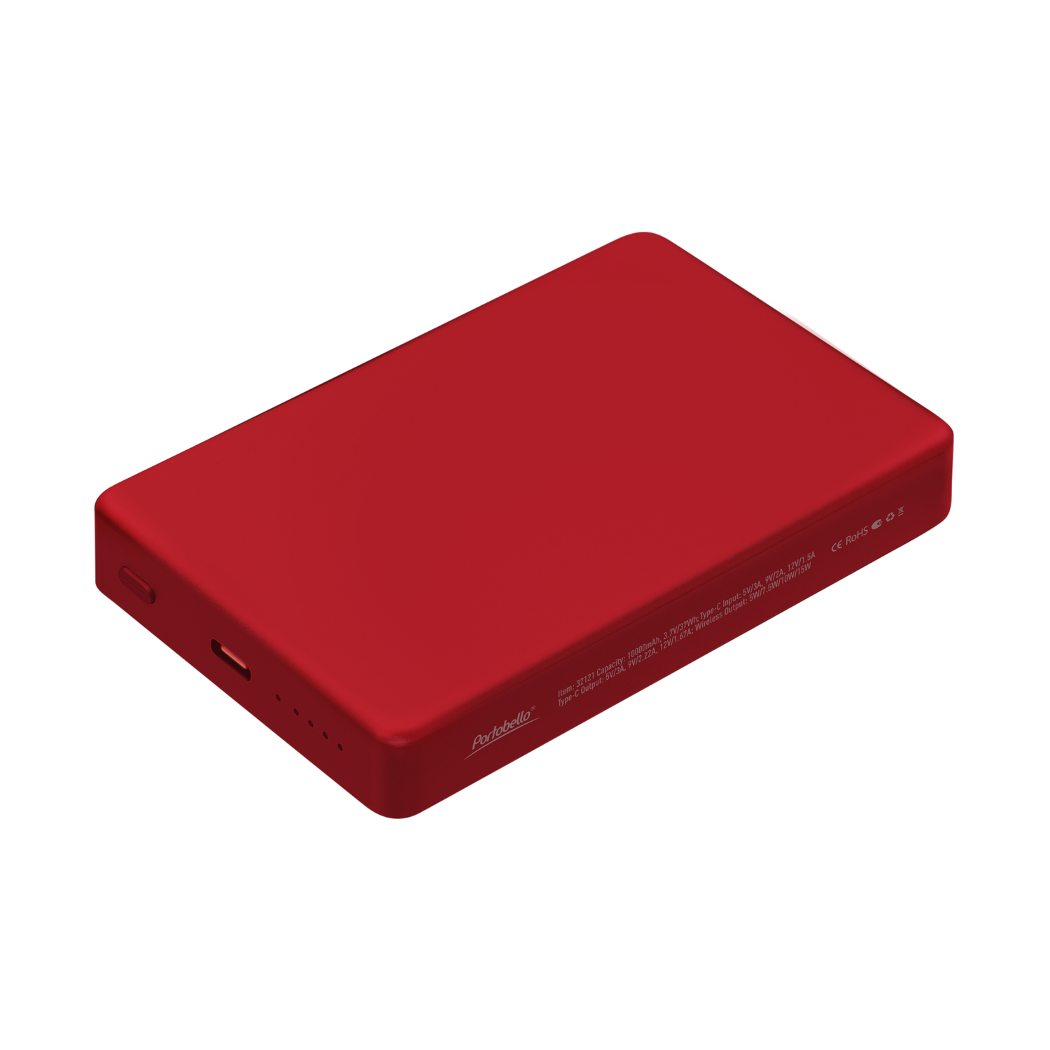 Внешний аккумулятор Атлантис Плюс PD (Atlantis PD Plus) 10000mAh с функцией беспроводной зарядки 15W, красный-1