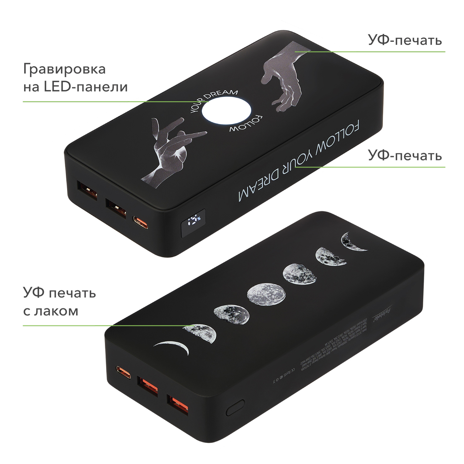 Внешний аккумулятор с подсветкой Анкор Плюс PD (Ancor PD Plus) 20000 mAh, черный-23