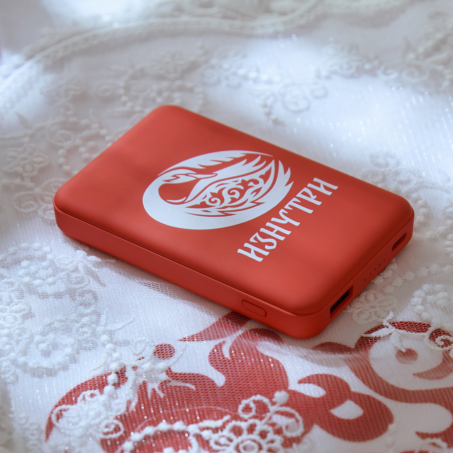 Внешний аккумулятор Ларго PD (Largo PD) 5000mAh с функцией беспроводной зарядки 15W, красный-23