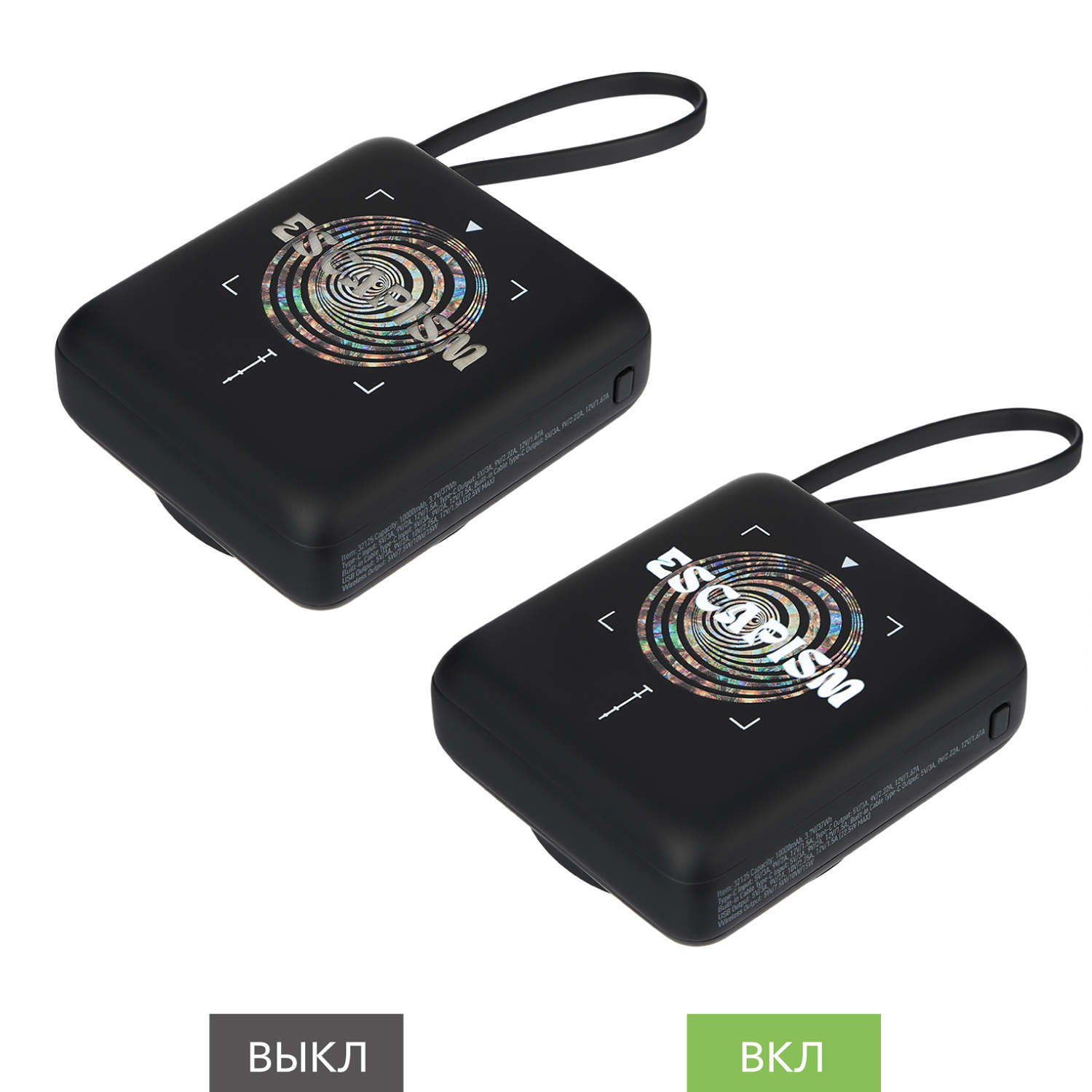 Внешний аккумулятор с подсветкой Риттер PD (Ritter PD) 10000mAh с функцией беспроводной зарядки 15W, черный-22